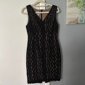 Anne Klein Black Sheath Mini Dress V-Neck Sleeveless